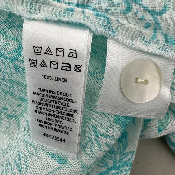 Sigrid Olsen Floral Linen Tunic Top 2X Aqua blue - Picture 6 of 10